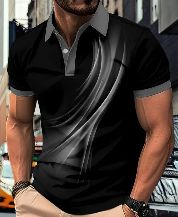 CHEMISE À REVERS IMPRIMÉE À MANCHES COURTES