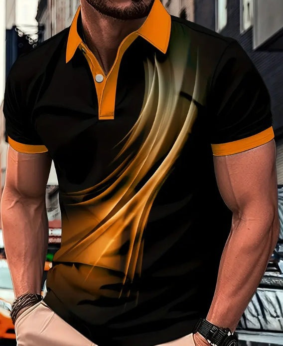 CHEMISE À REVERS IMPRIMÉE À MANCHES COURTES