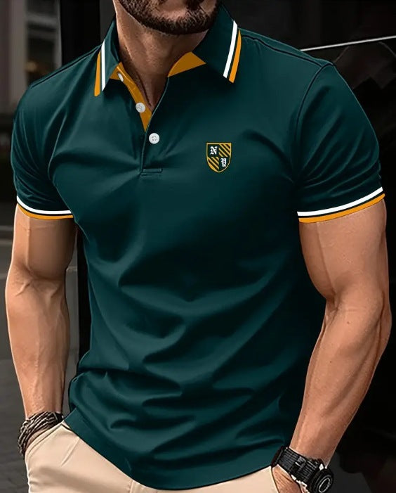 CHEMISE À REVERS IMPRIMÉE À MANCHES COURTES