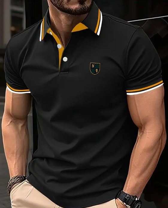 CHEMISE À REVERS IMPRIMÉE À MANCHES COURTES