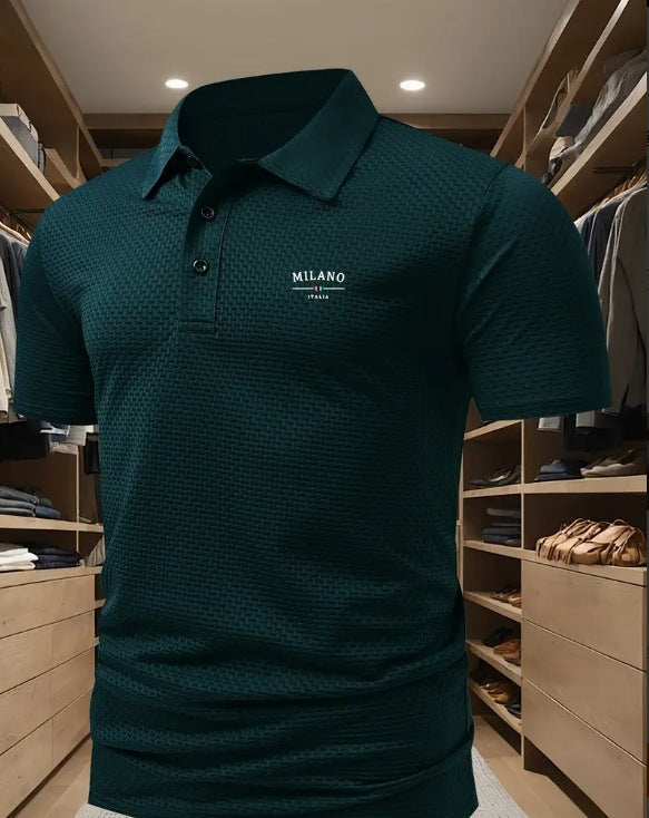 CHEMISE À REVERS IMPRIMÉE À MANCHES COURTES