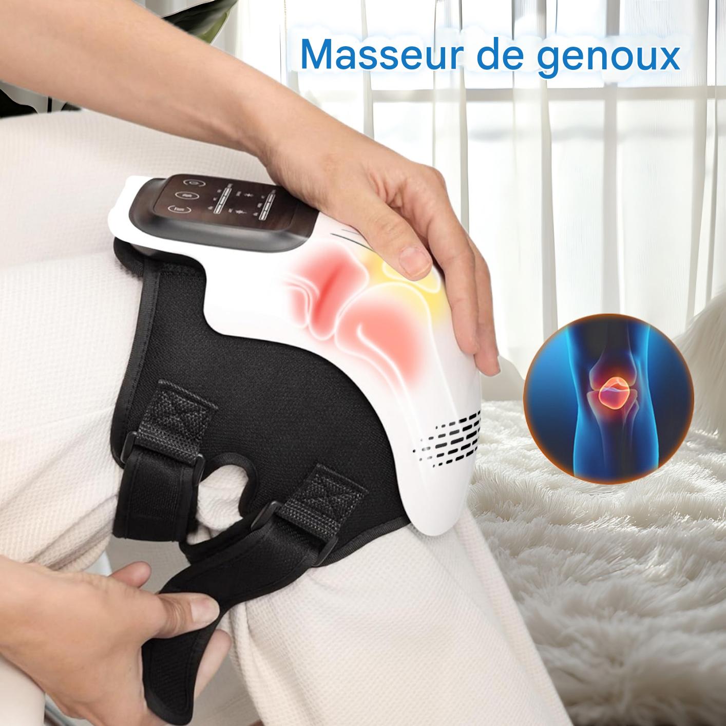Masseur de Genoux Chauffant - Vibrations et Compression pour Soulagement Articulaire