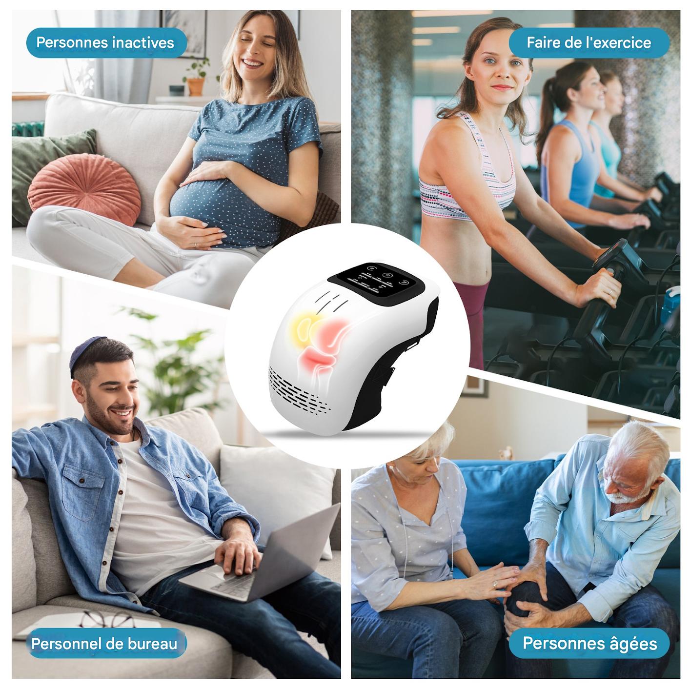 Masseur de Genoux Chauffant - Vibrations et Compression pour Soulagement Articulaire