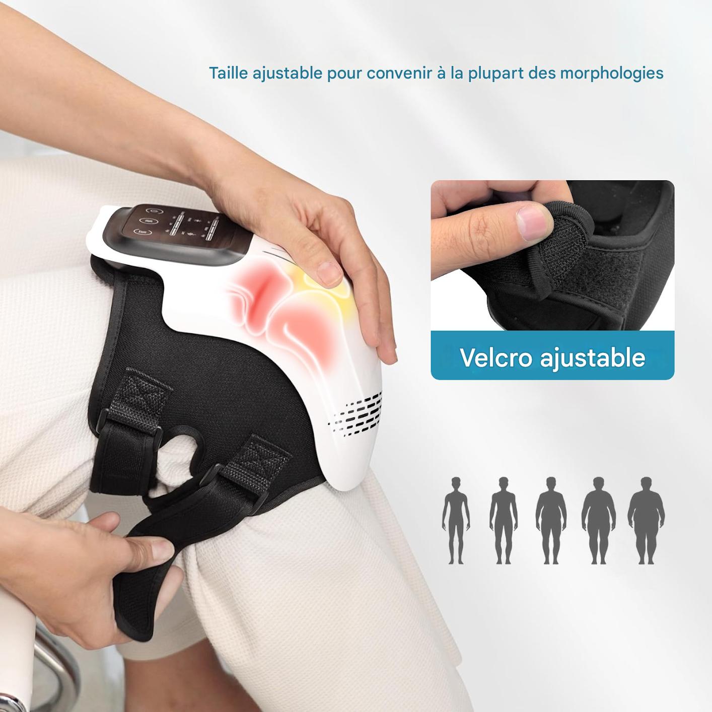 Masseur de Genoux Chauffant - Vibrations et Compression pour Soulagement Articulaire