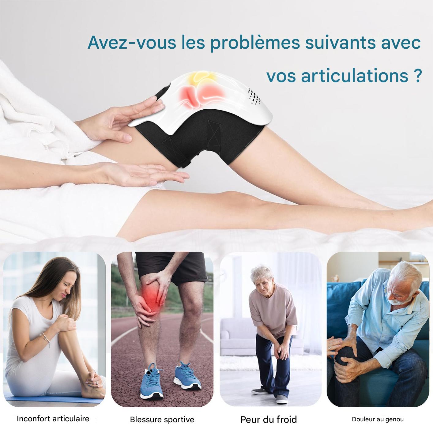 Masseur de Genoux Chauffant - Vibrations et Compression pour Soulagement Articulaire