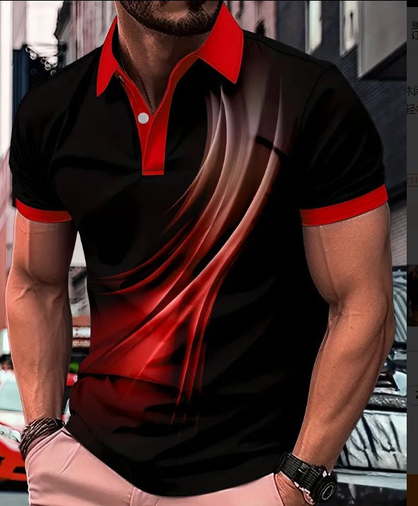 CHEMISE À REVERS IMPRIMÉE À MANCHES COURTES