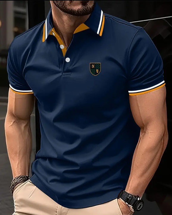 CHEMISE À REVERS IMPRIMÉE À MANCHES COURTES