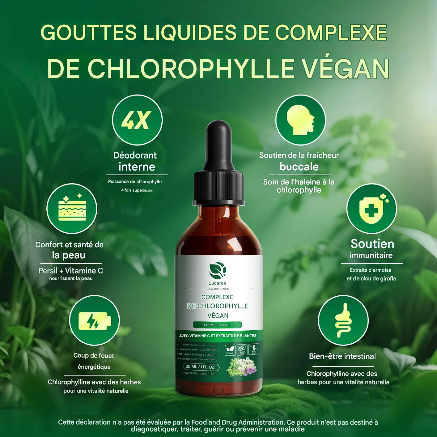Gouttes liquides - Chlorophylle naturelle 30 ml
