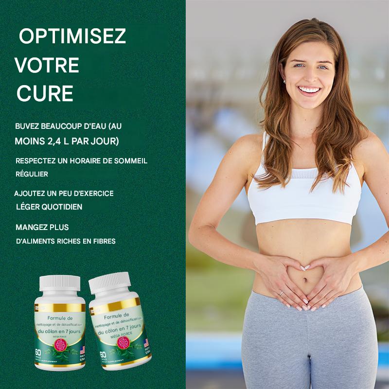 Cure Nettoyage Côlon 7 Jours - Détox Naturelle Psyllium (60 caps)