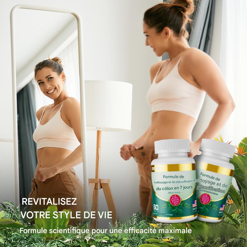 Cure Nettoyage Côlon 7 Jours - Détox Naturelle Psyllium (60 caps)